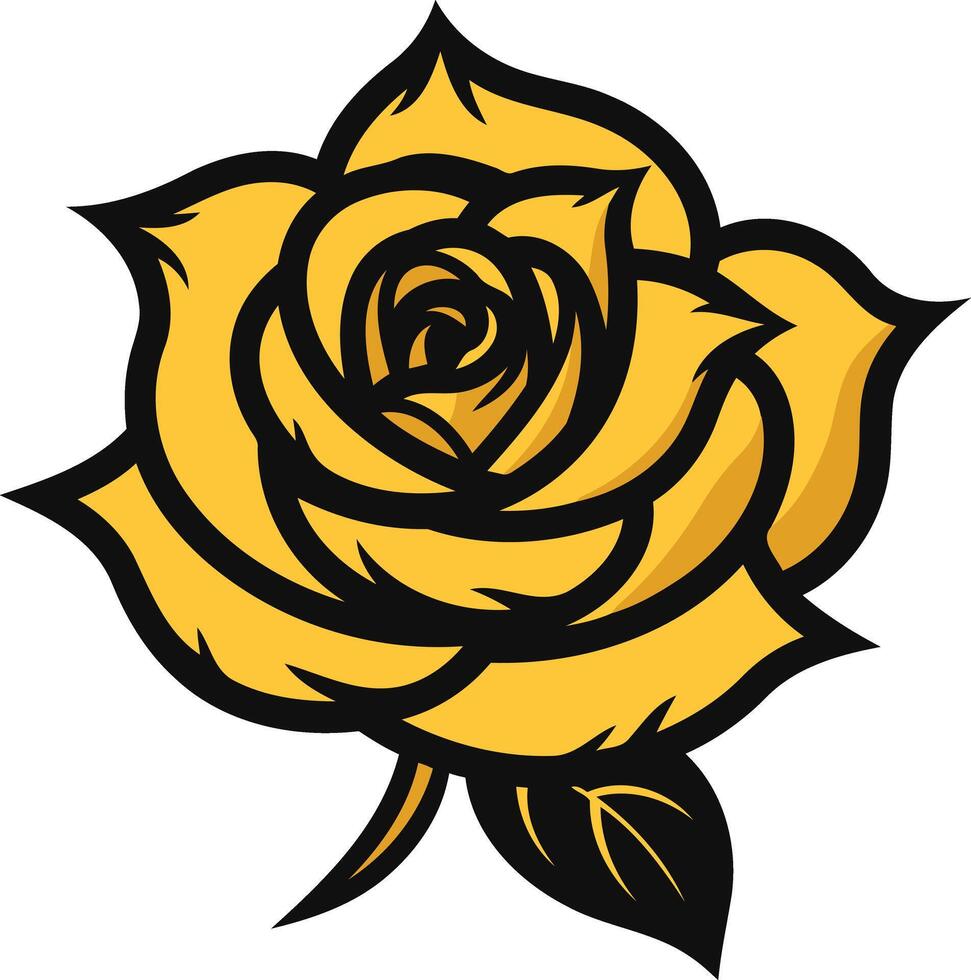 Yellow Rose with Black Outlines vector