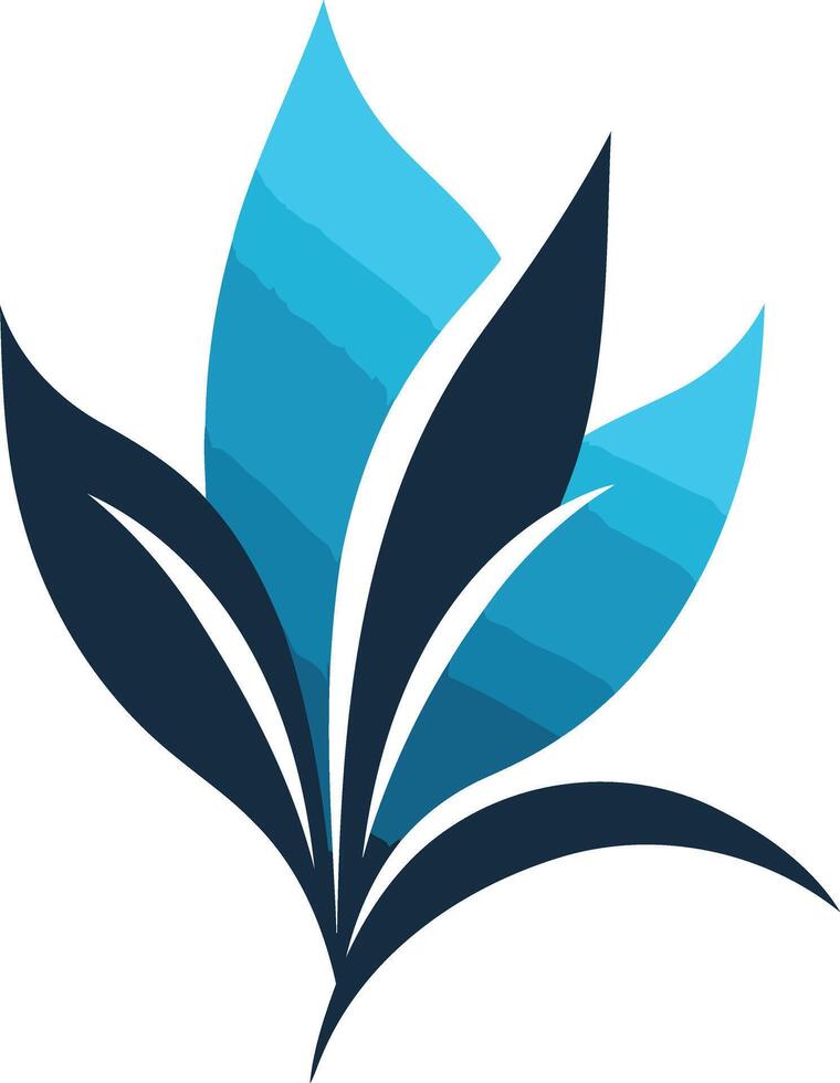 Abstract logo design featuring a stylized blue and dark blue leaf motif vector