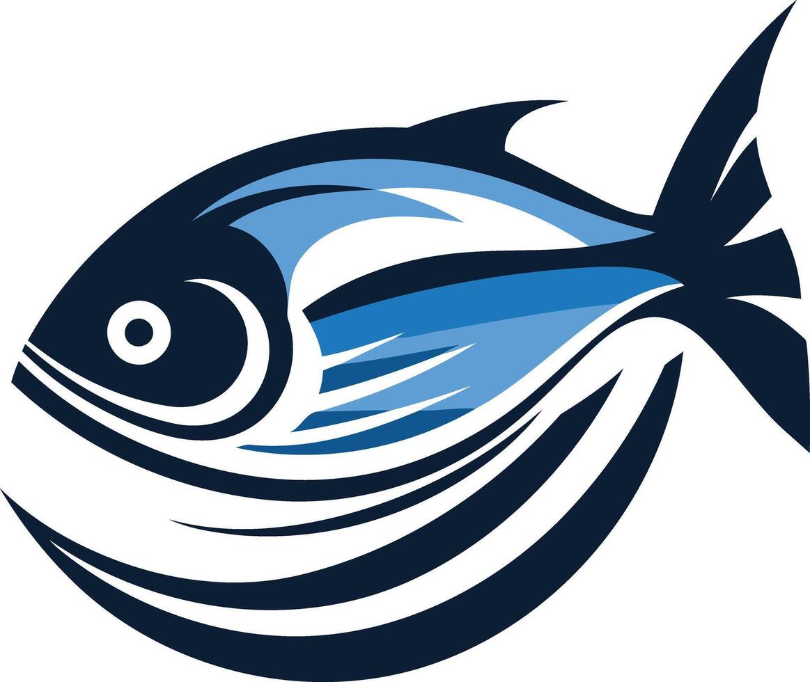 Stylized Blue Fish Illustration vector