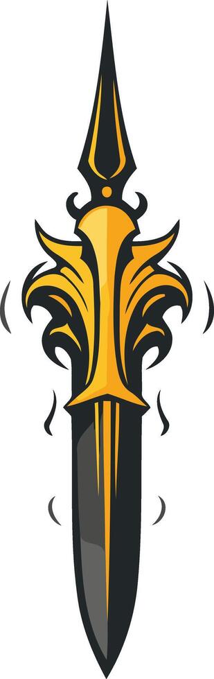 A bold and stylized dagger, featuring a sharp blade and intricate golden accents vector