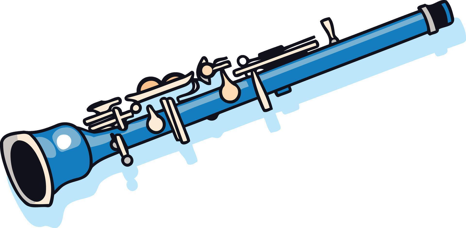 A bright blue oboe with metallic keys, isolated on a white background vector