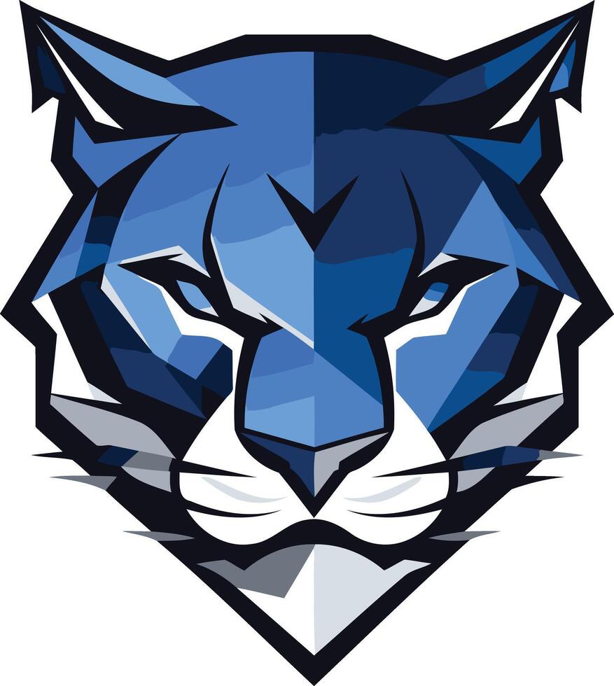 A bold and modern geometric tiger logo in shades of blue vector