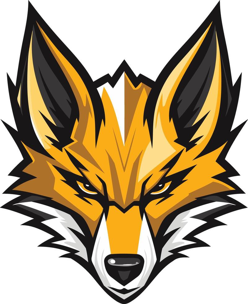 Aggressive fox head mascot logo in yellow and black vector