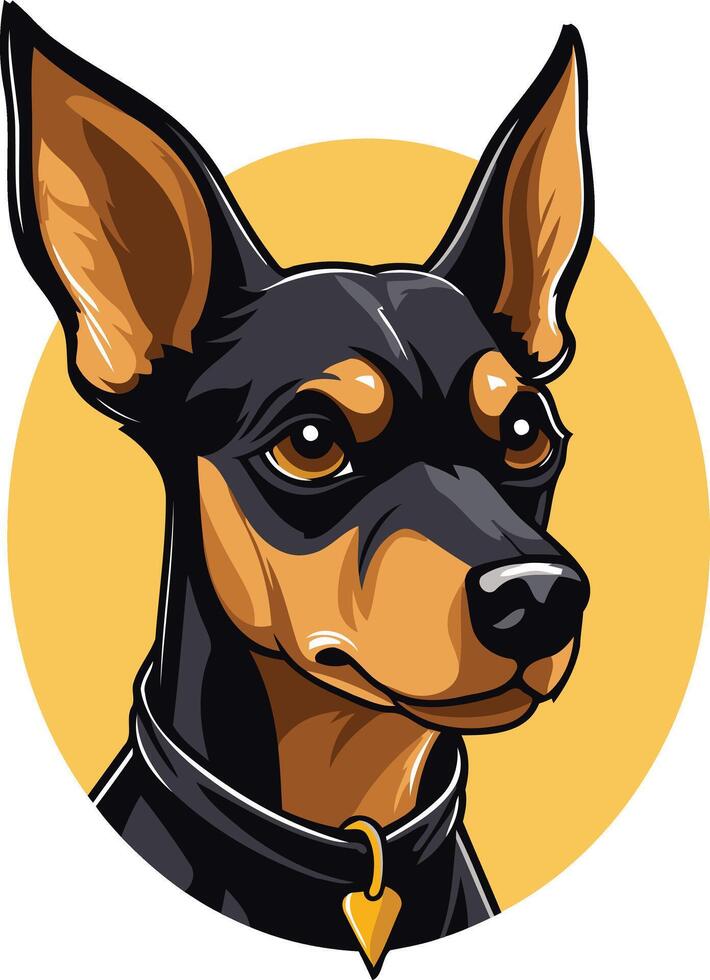 A Portrait of a Black and Tan Pinscher vector