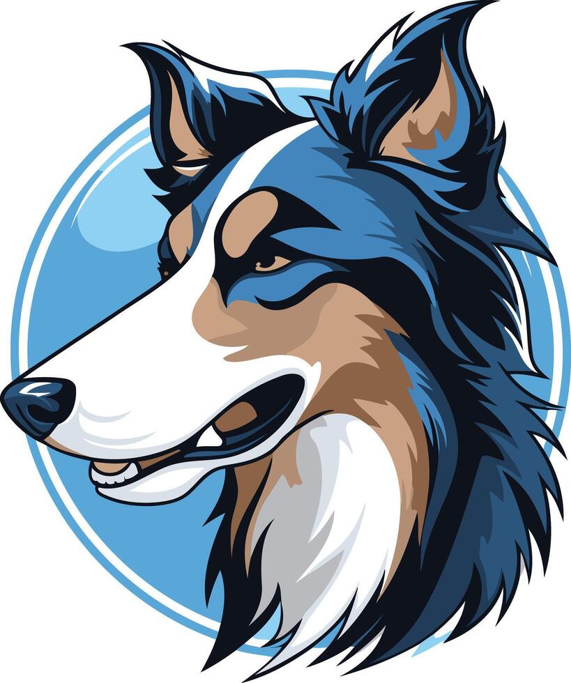 Blue and White Cartoon Wolf Head vector