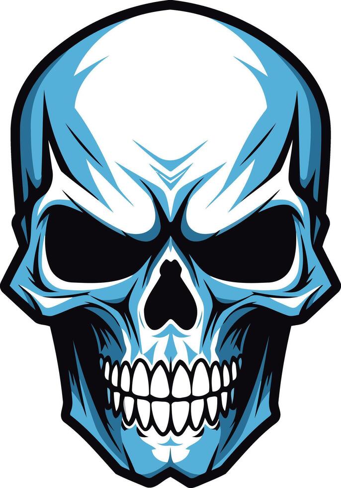 Blue and White Skull Illustration vector
