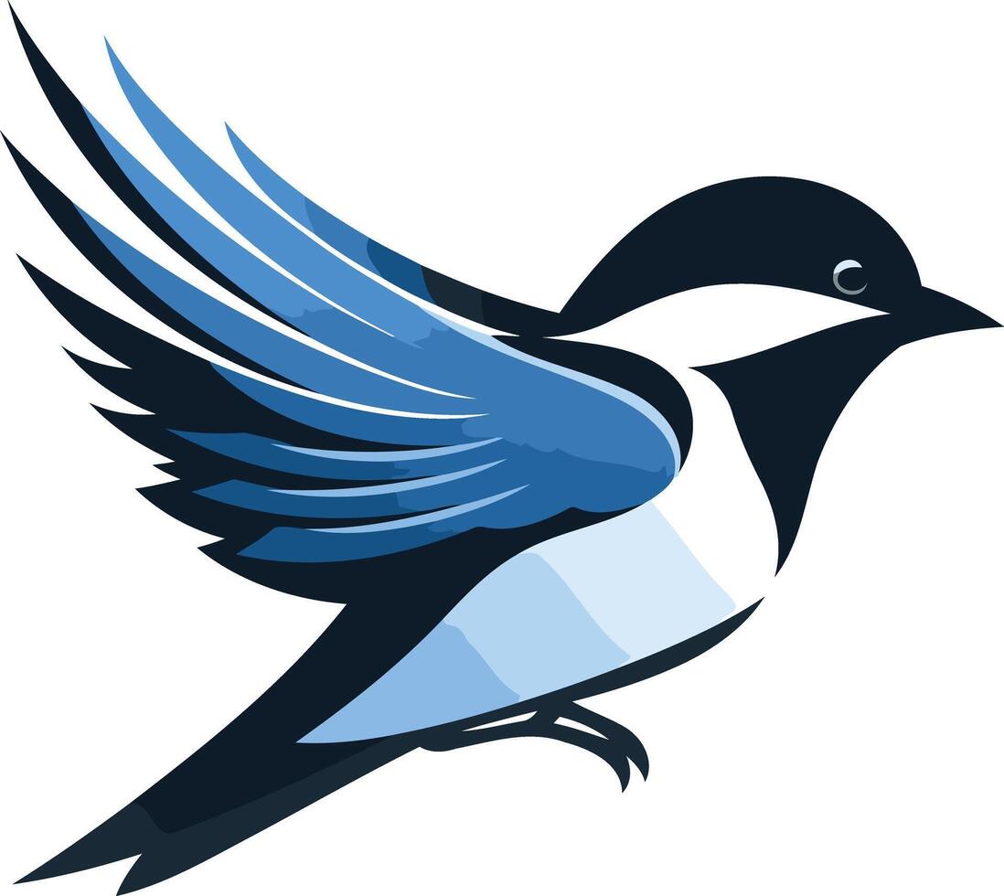 Stylized Blue Bird in Flight vector