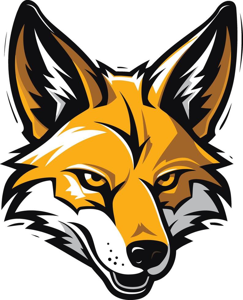 A fierce fox mascot head with bold lines and a confident expression vector
