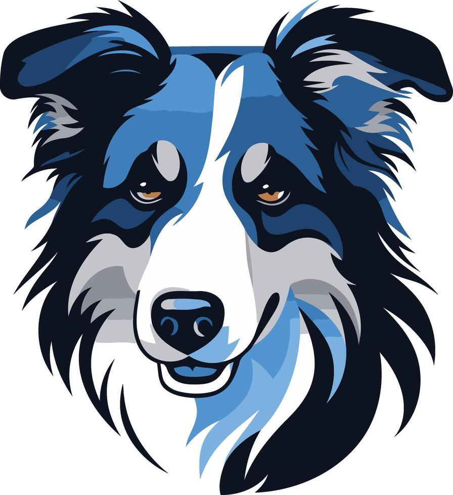 Blue and White Border Collie Portrait vector