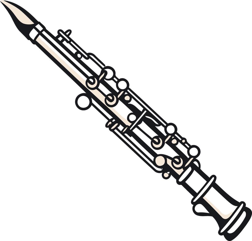 Line Drawing of a Clarinet vector