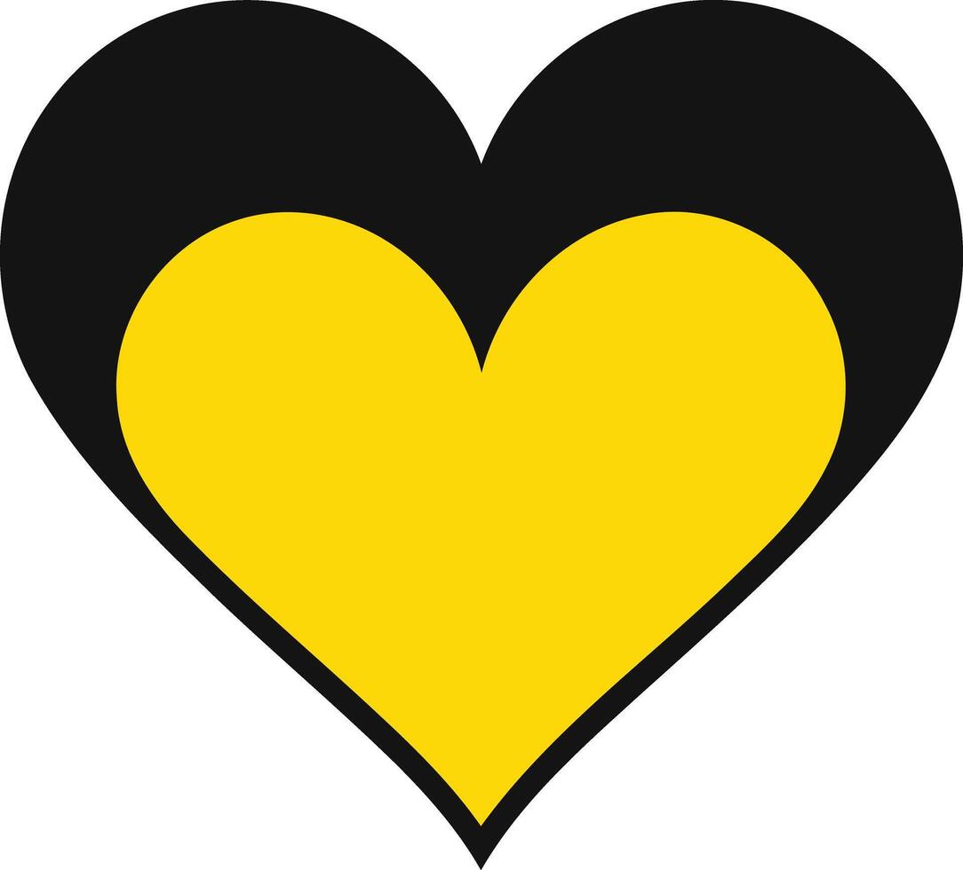 Yellow Heart with Black Outline vector