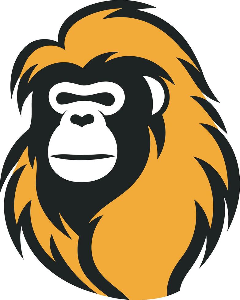 A simple and bold illustration of a monkey's head with a yellow, shaggy mane, perfect for logo design, branding, or social media vector