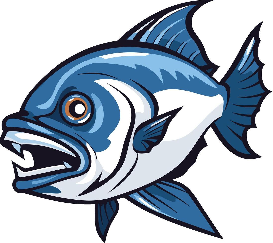 Blue and White Fish with Open Mouth vector