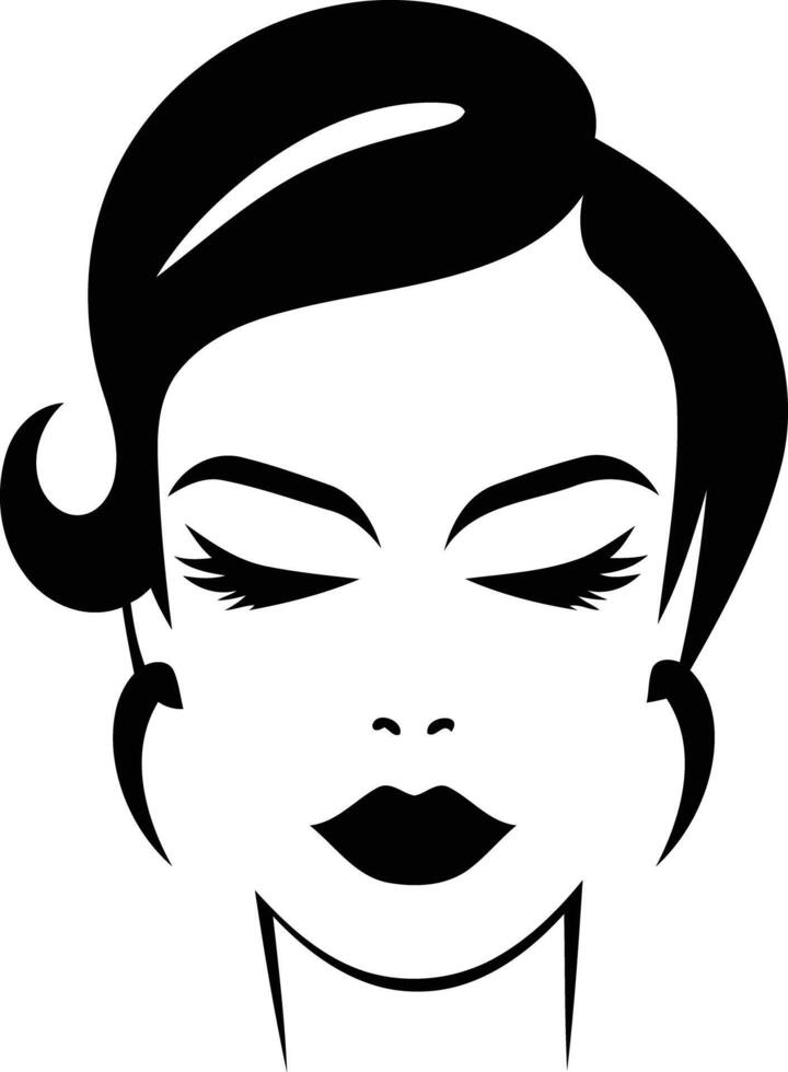 A minimalist black and white illustration of a woman's face with closed eyes, ideal for beauty, fashion, and wellness brands vector