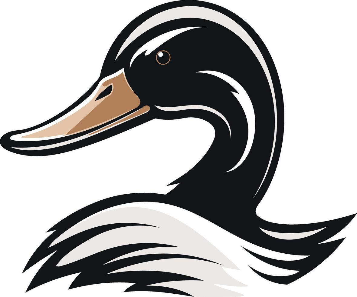 A fierce and stylized duck head logo, perfect for sports teams, outdoor businesses, and branding projects that need a strong and unique image vector