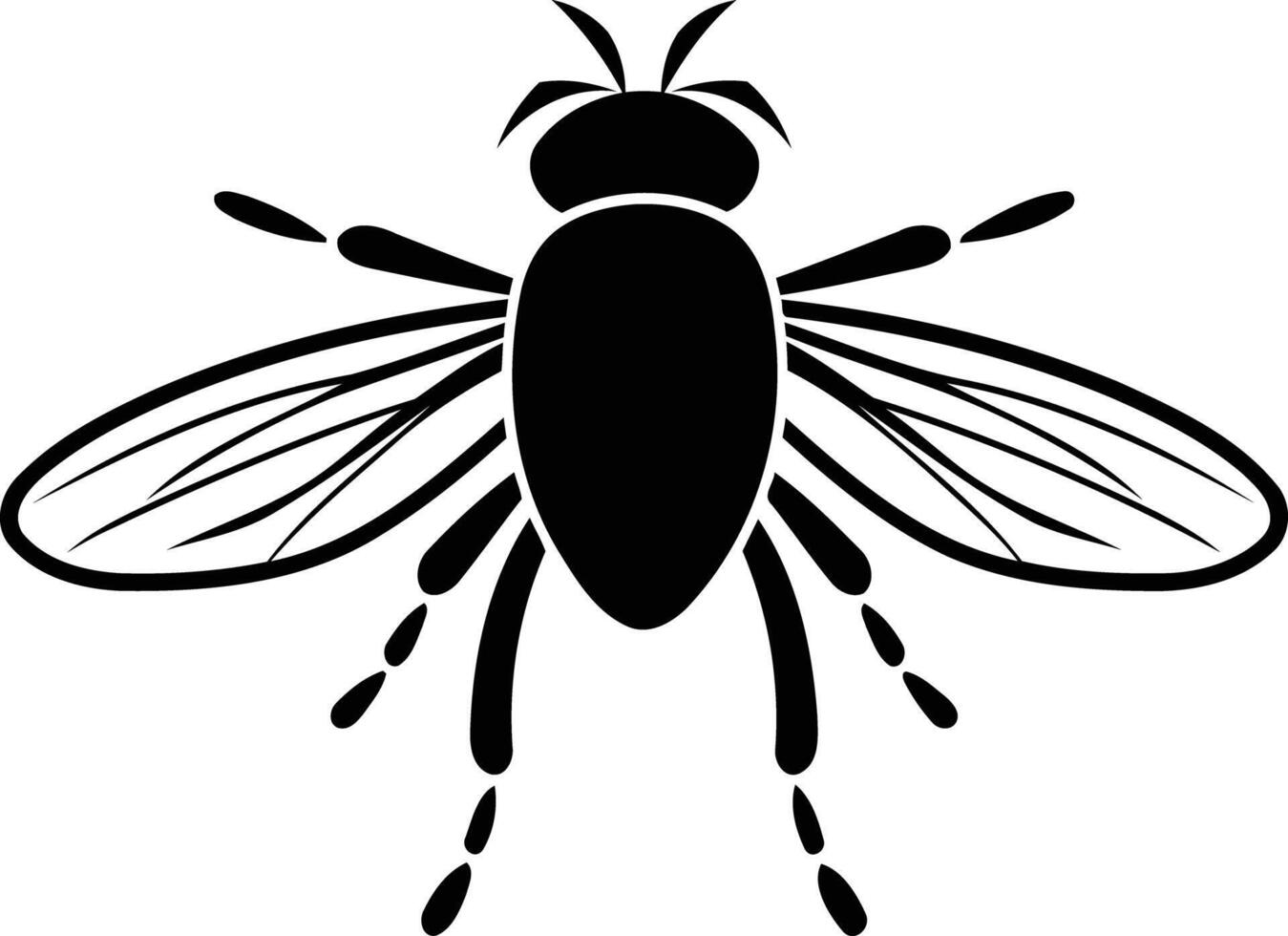 A simple yet impactful silhouette of a fly, perfect for branding, logos, and illustrations vector