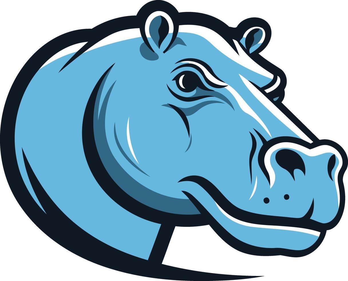 Blue Hippo Mascot Illustration vector