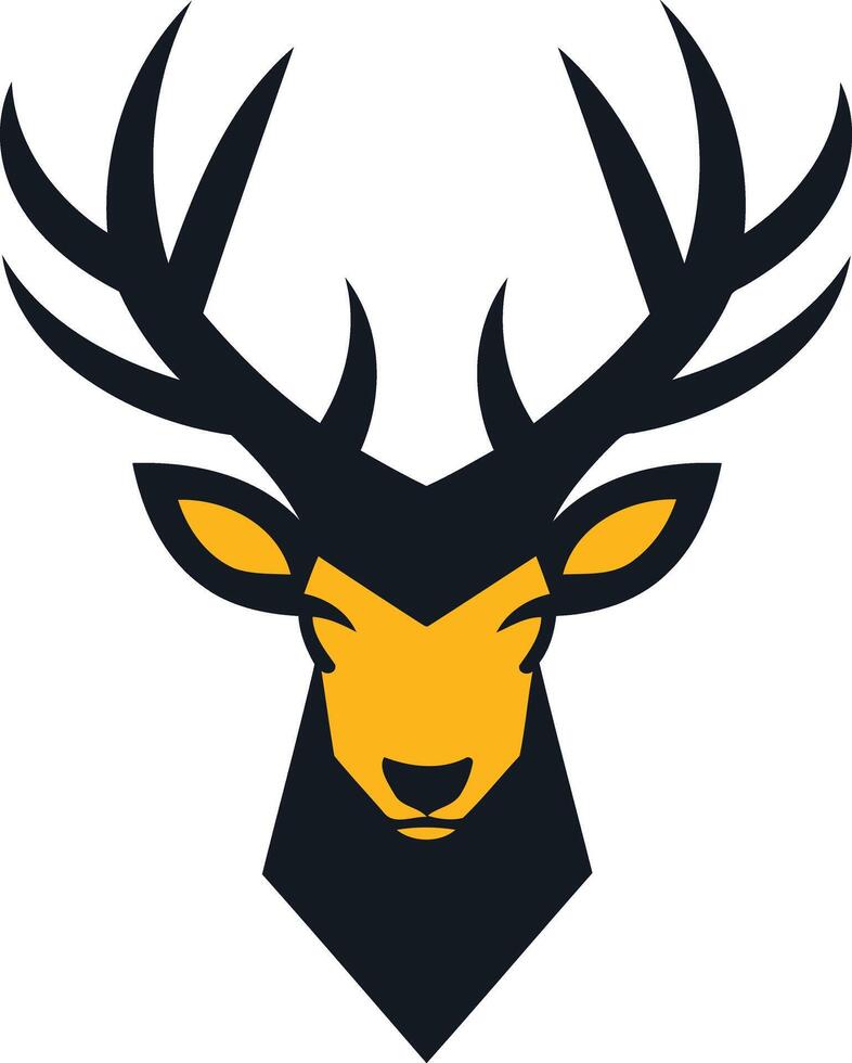 A stylized, minimalist illustration of a deer head with large antlers vector