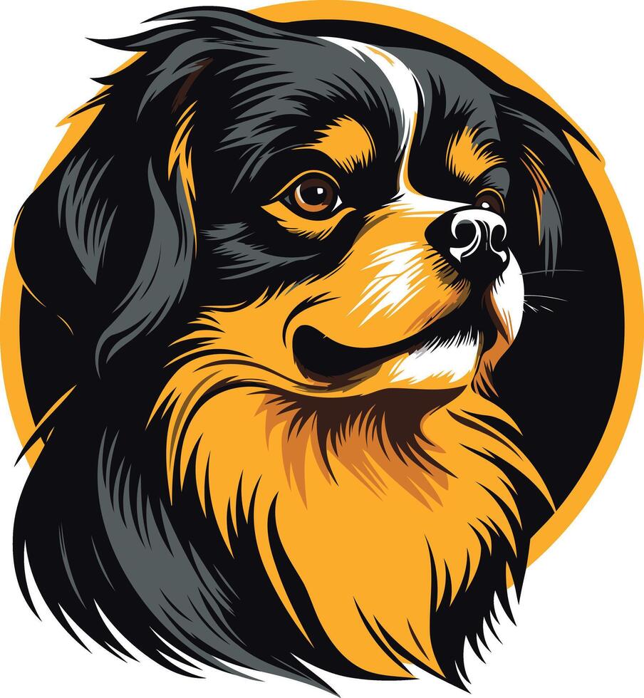 A stylized illustration of a cavalier king charles spaniel, captured in a dynamic pose with a playful expression vector