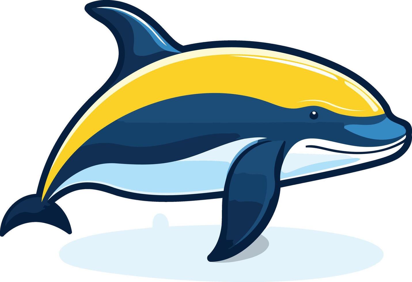 Cartoon Dolphin with Yellow Stripe vector