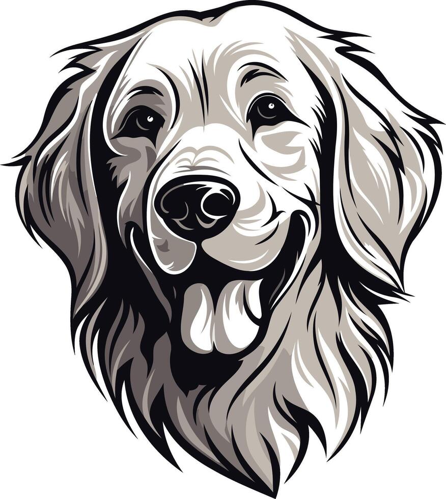 Golden Retriever Portrait in Black and White vector