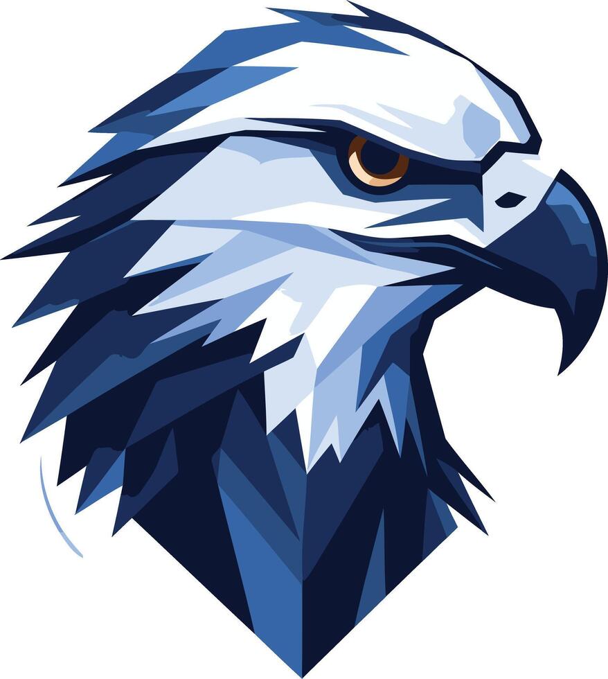 A striking blue and white eagle illustration, perfect for use as a logo, brand mascot, or graphic design element vector