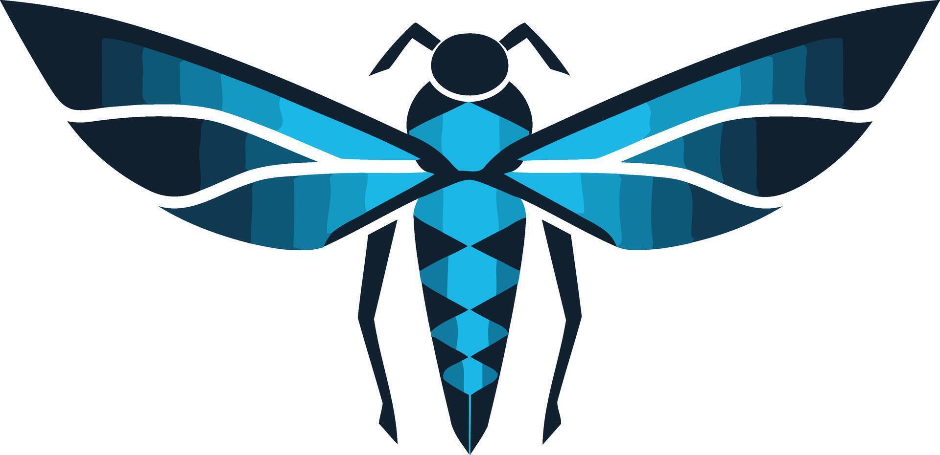 Abstract geometric logo of a blue and black moth, perfect for tech startups, branding, and design projects vector