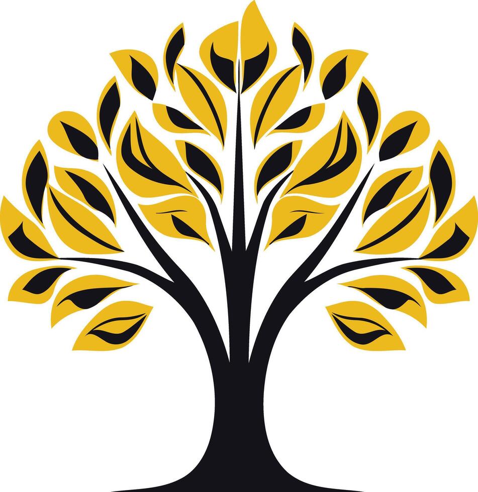 Stylized Tree Illustration with Yellow Leaves vector