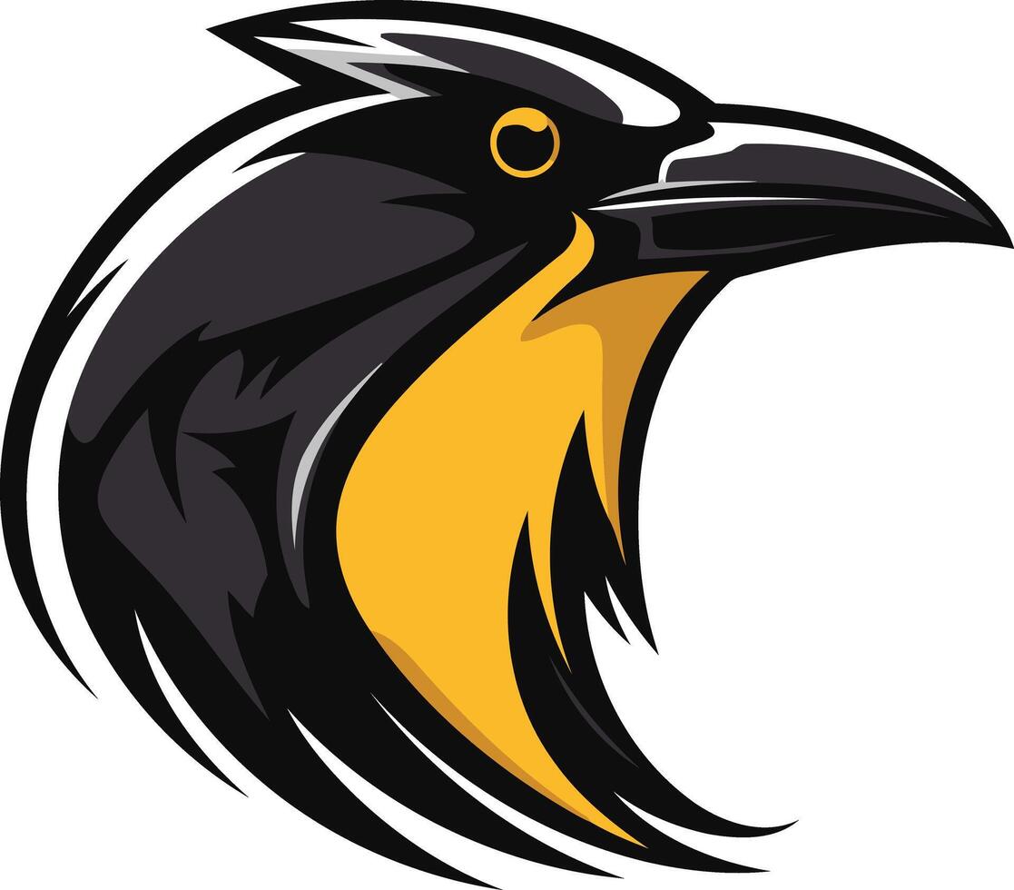 Black and Yellow Raven Mascot Illustration vector