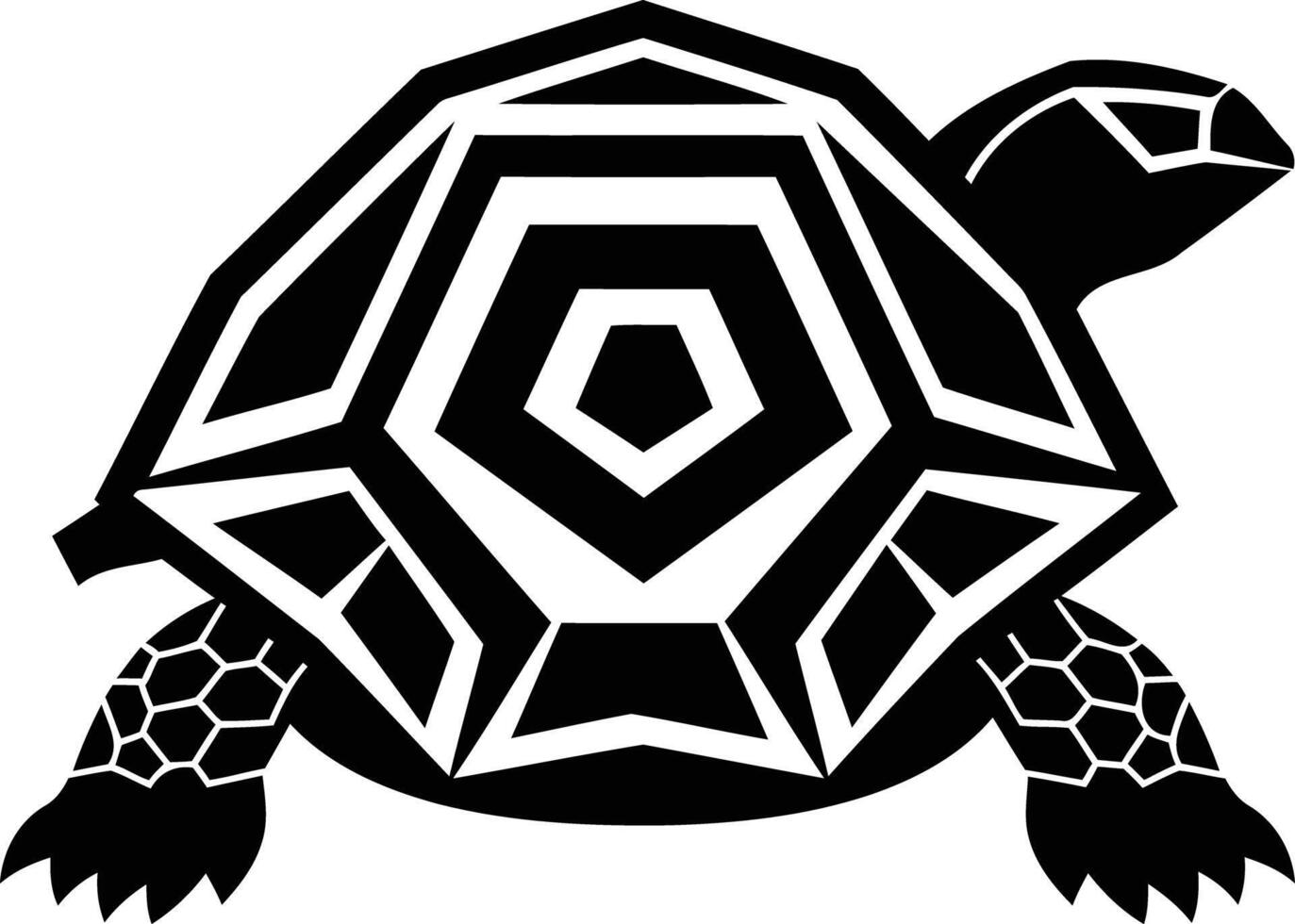 Geometric black and white silhouette of a tortoise vector