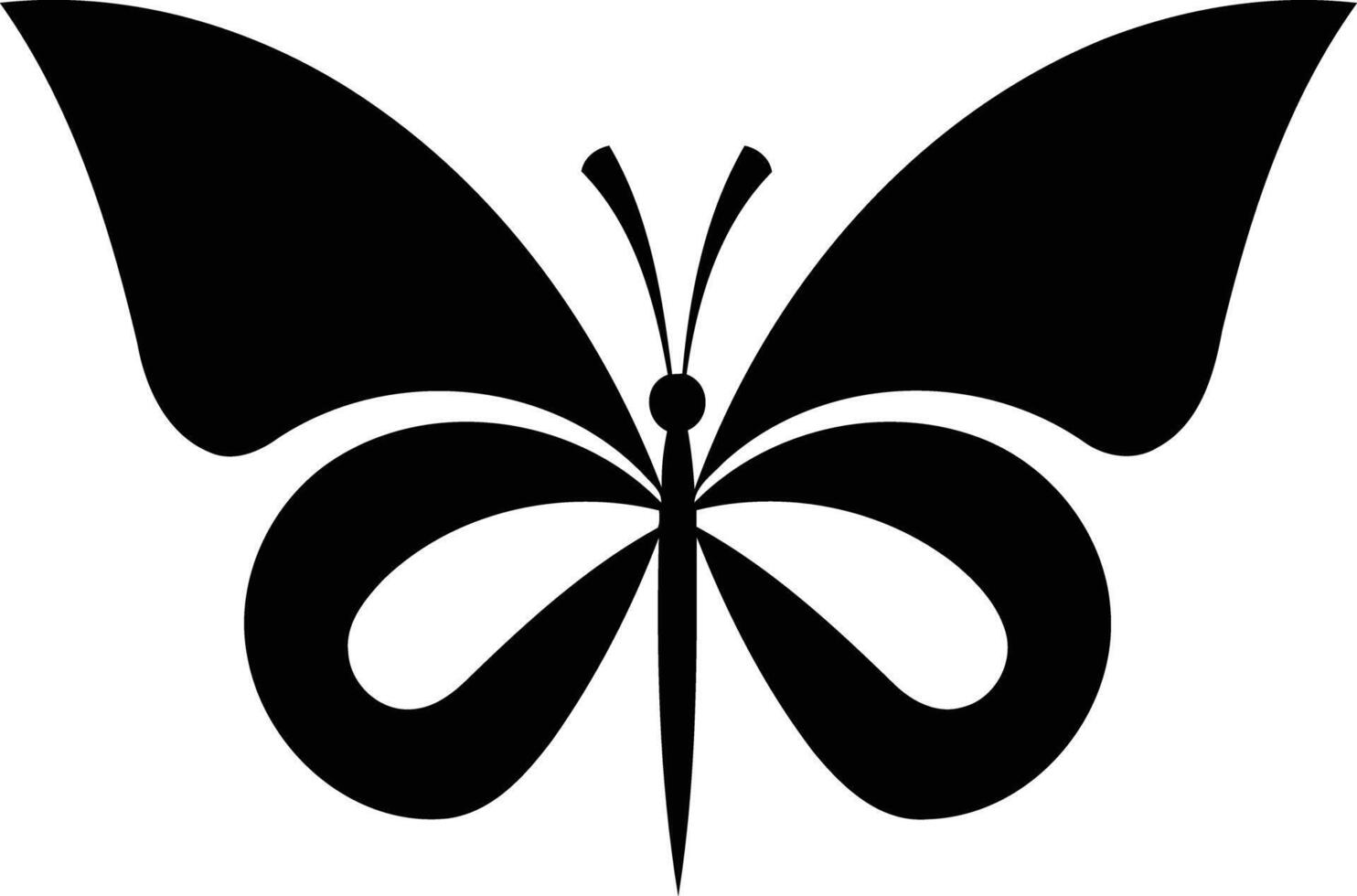 Simple, elegant black butterfly silhouette vector