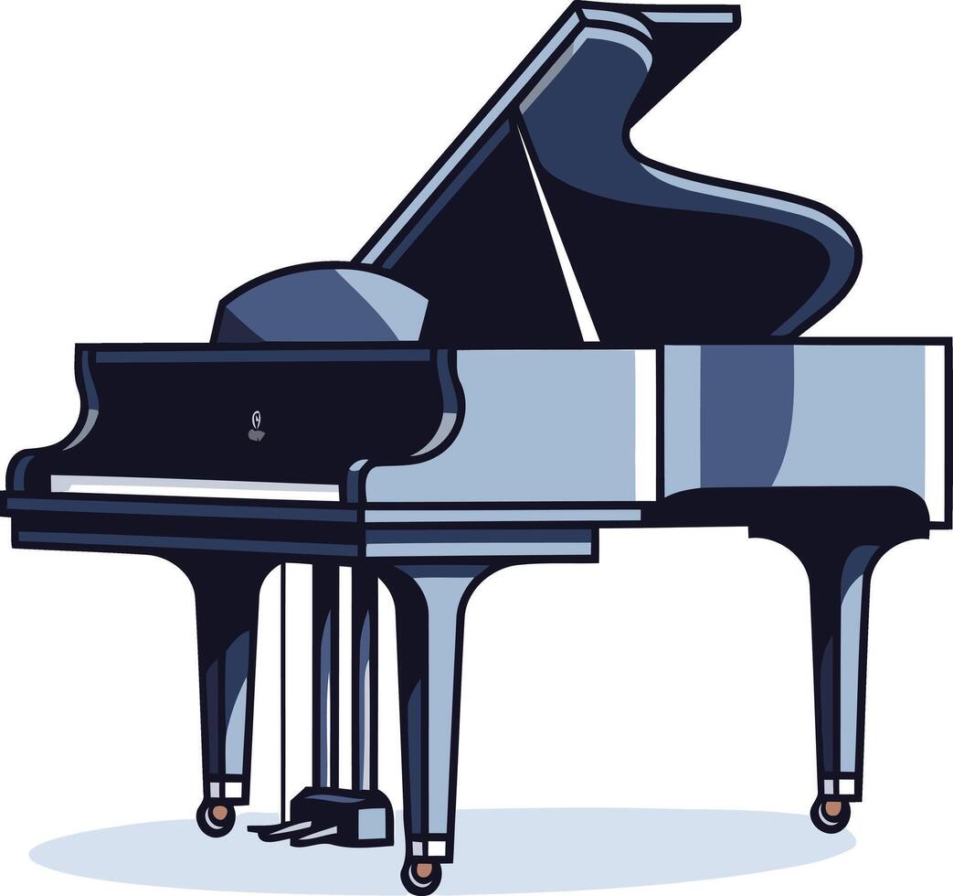 A sleek, blue grand piano in a simple, modern style, perfect for musical themes or design projects vector