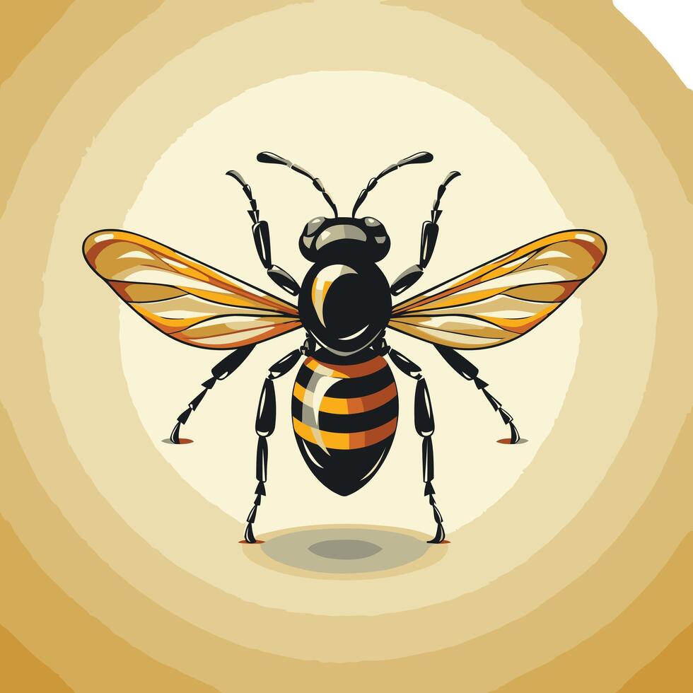 Honey Bee Illustration on a Brown Background vector
