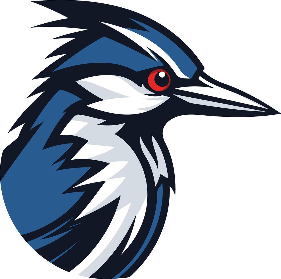 Bold and dynamic, this blue and white kingfisher logo design is perfect for a sports team, business, or brand looking to make a statement vector