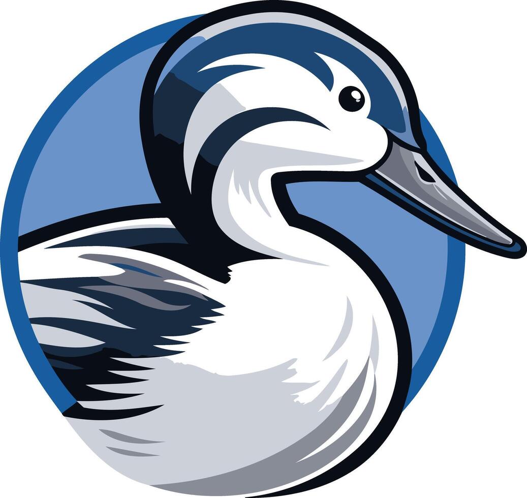 A bold and stylized illustration of a duck's head, perfect for branding, logos, and wildlife designs vector
