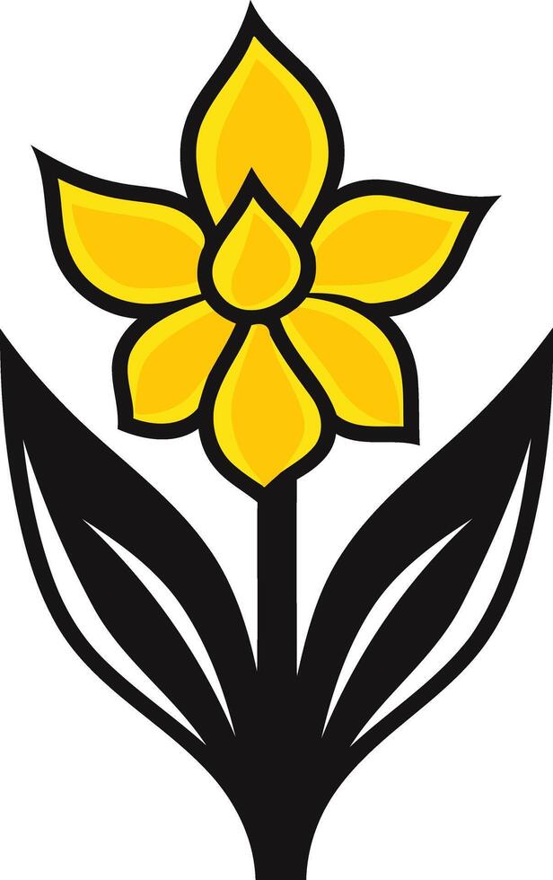 A simple, yet beautiful, yellow daffodil with black outline vector