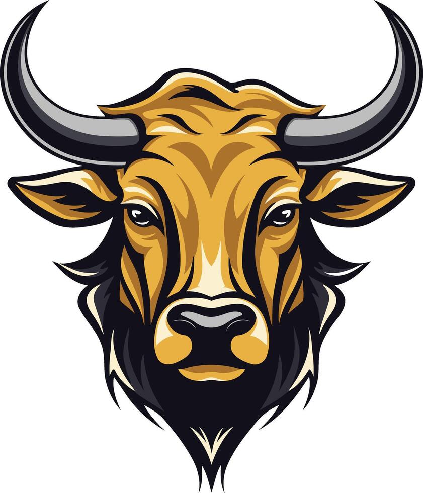 Bull Head Illustration with a Determined Look vector