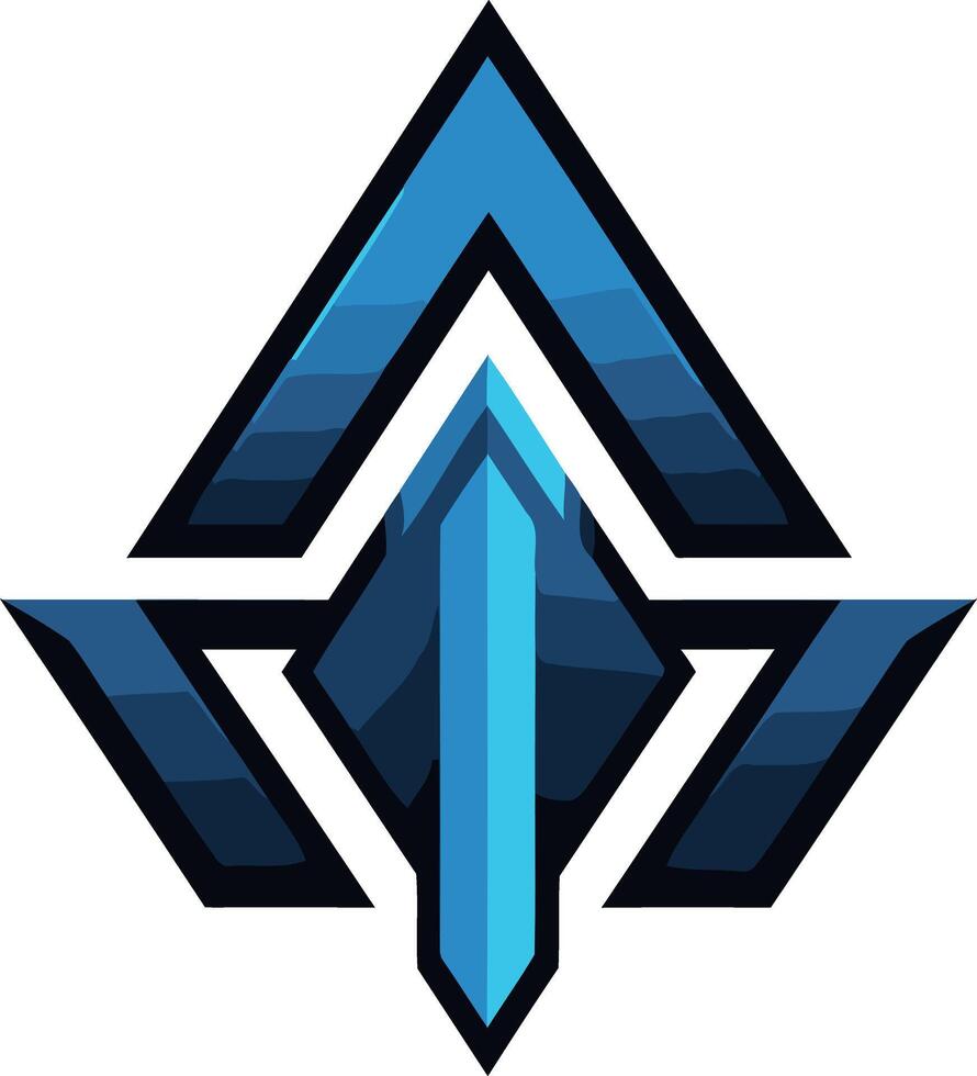 A bold and modern logo design featuring a geometric shape with a sharp, upward-pointing arrow vector