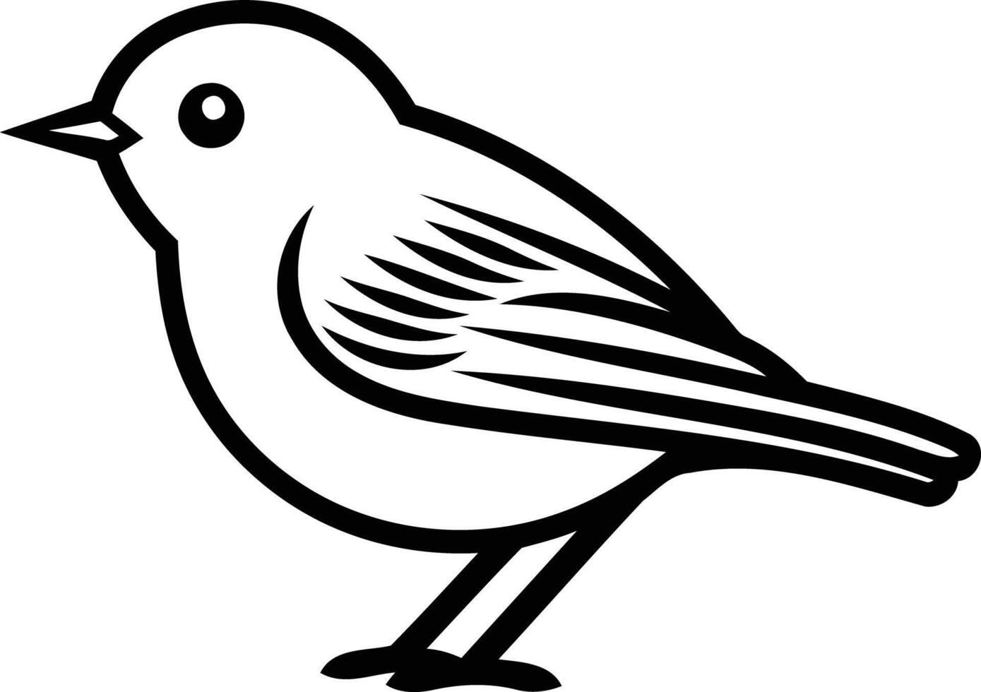 A simple, black and white line art illustration of a bird vector