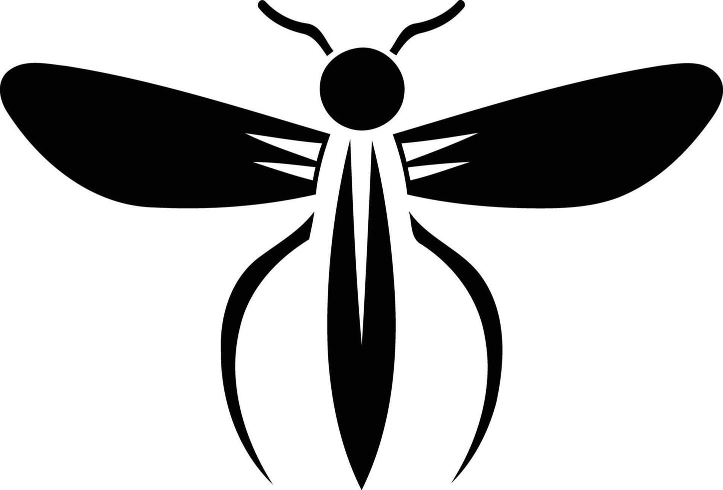 A minimalist black and white illustration of a stylized insect, perfect for branding, logos, and design projects vector