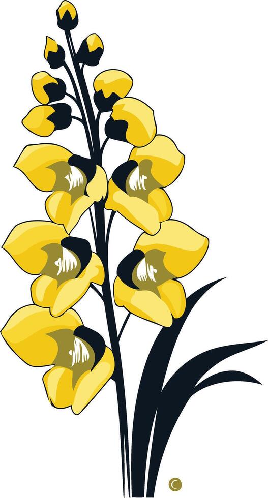 A delicate illustration of yellow flowers on a white background, perfect for adding a touch of natural beauty to your designs vector