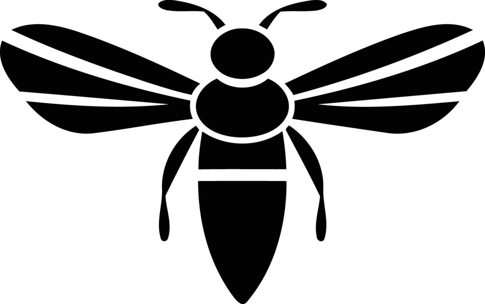 Simple, bold black and white bee silhouette vector