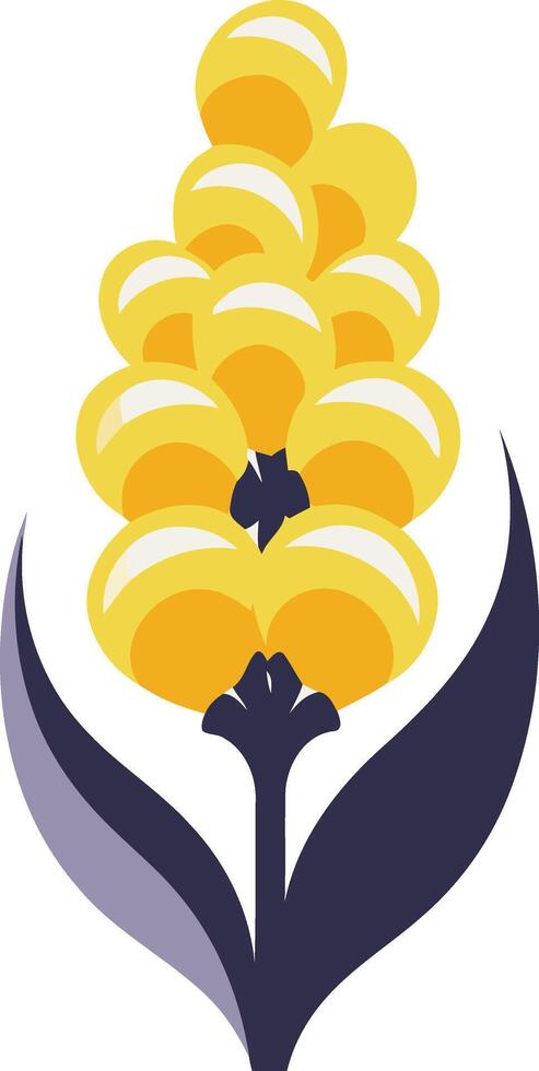 Stylized Yellow Flower with Purple Leaves vector