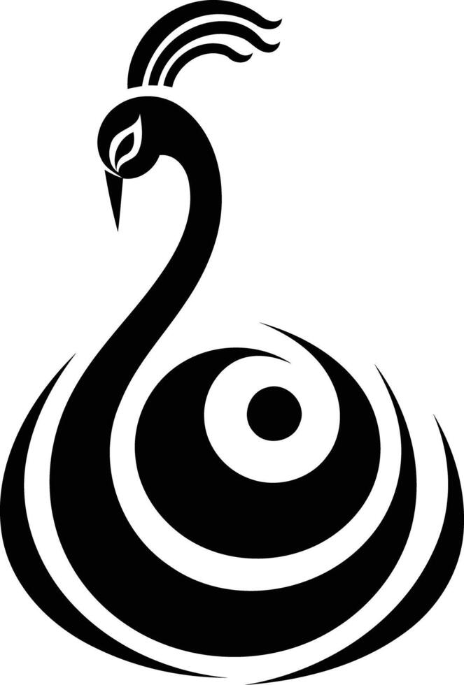 Stylish black and white peacock design, perfect for logo or branding vector