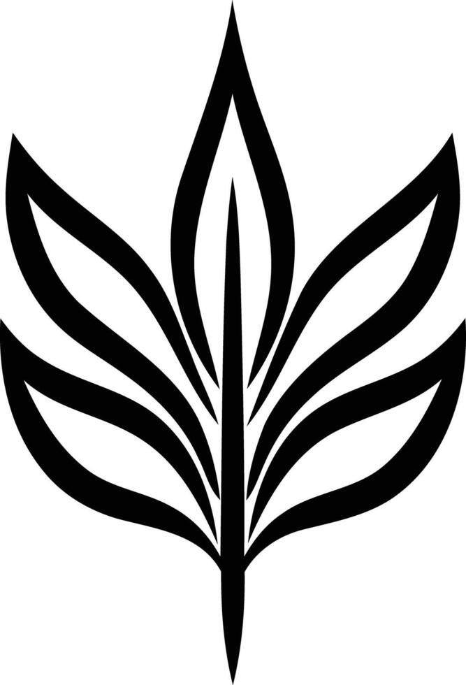 Elegant black and white stylized leaf design, perfect for branding, logos, and minimalist designs vector