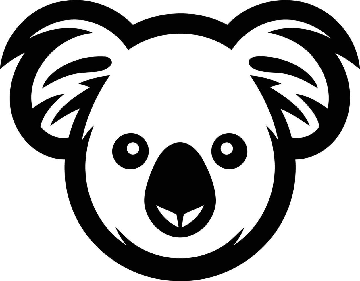 Simple black and white koala face logo design, perfect for branding or mascot use vector