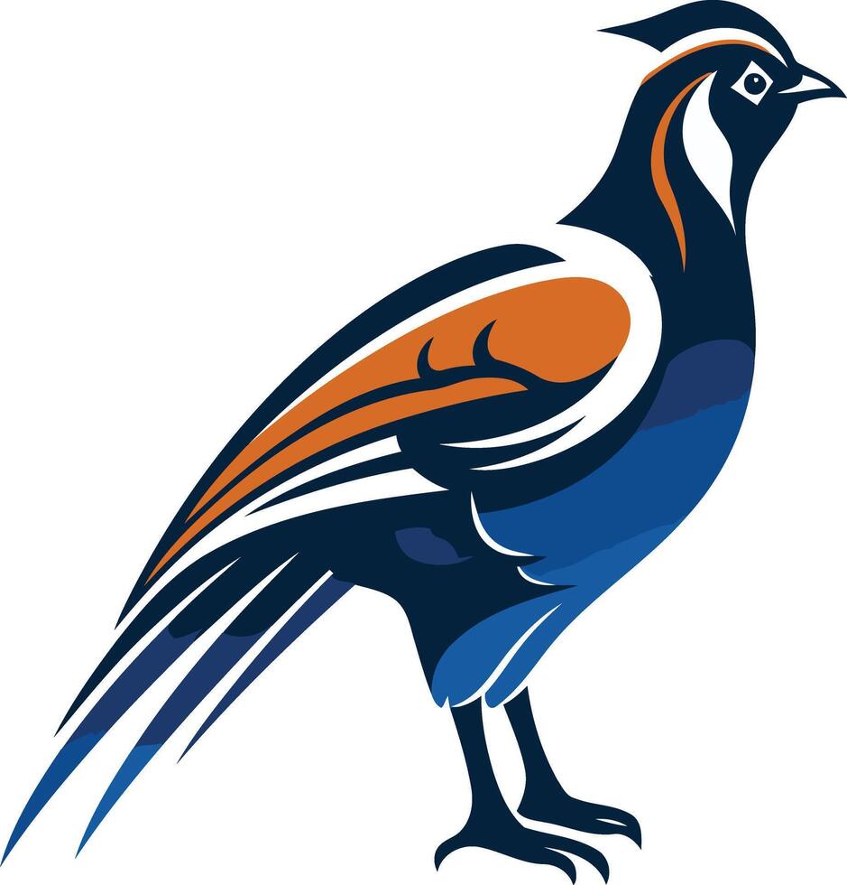 A stylized illustration of a blue and orange bird, perfect for logo design, branding, and creating a bold, nature-inspired look vector