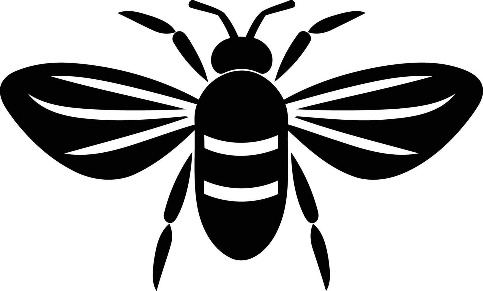 Simple, bold black and white bee silhouette vector
