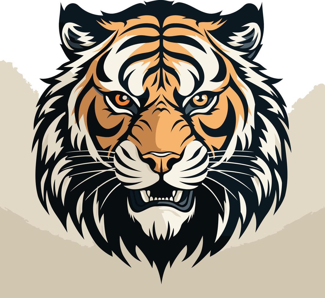 Aggressive Tiger Portrait Illustration vector