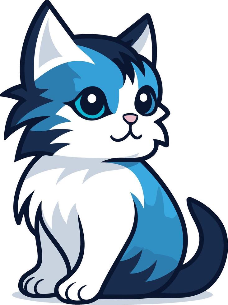 Cute Cartoon Kitten with Blue Fur vector